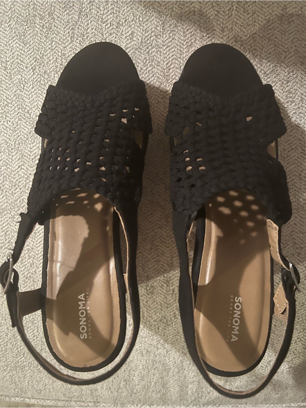 Sonoma Black Braided Slingback Sandals with Tan Insole